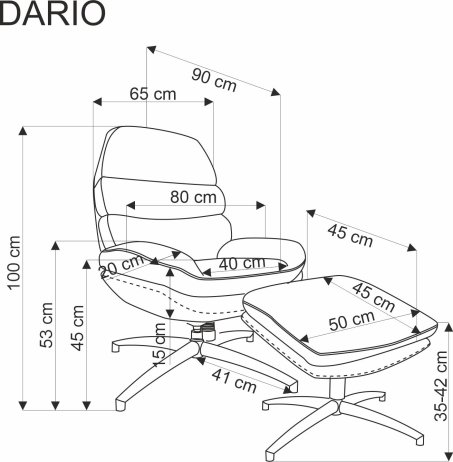 Béžové relaxační křeslo DARIO s podnožkou