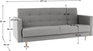 Pohovka Cossue, šedá látka 3S