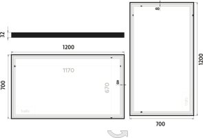 Černé LED zrcadlo ZPC 13006-90 120x70cm