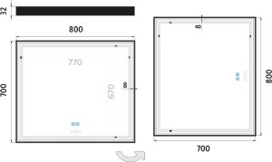 Černé LED zrcadlo ZPC 13003VX-90 80x70 cm