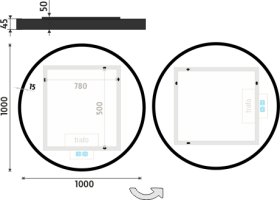 Černé LED zrcadlo ZPC 31004RVX-90 průměr 100cm