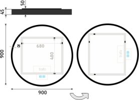 Černé LED zrcadlo ZPC 31003RVX-90 průměr 90cm