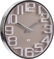 Designové nástěnné hodiny Future Time FT7010BR Numbers caffé latte 30cm