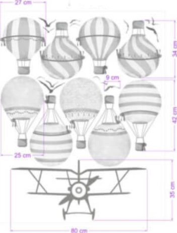 Šedé horkovzdušné balóny a letadlo