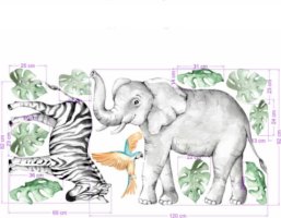 Dětské samolepky na zeď Slon a zebra