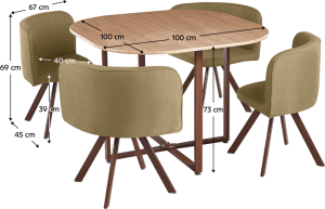 Jídelní set 1+4, světle hnědá/přírodní, BEVIS NEW