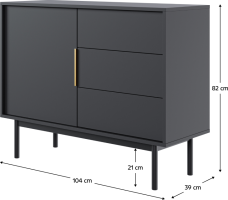 Černá komoda Makers 1D3S