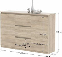 Komoda Lozas 2D3S, dub sonoma