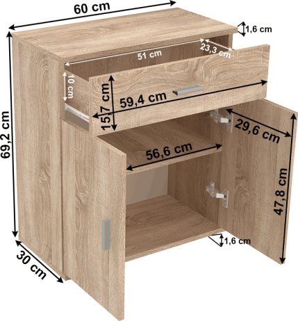 Komoda Joinfash 2D1S dub sonoma