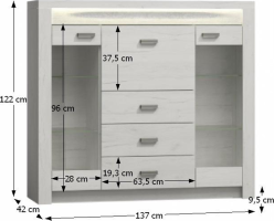 Komoda Cristalera 4, jasan bílá