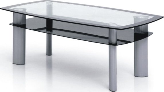 Konferenční stolek, kov stříbrný/sklo černé a čiré, STANLEY TT-585A