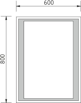 Koupelnové LED zrcadlo s ostrými rohy, 800x600mm, vypínač