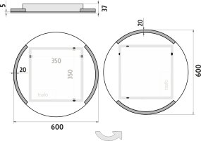 Kulaté LED zrcadlo ZP16000R průměr 60 cm