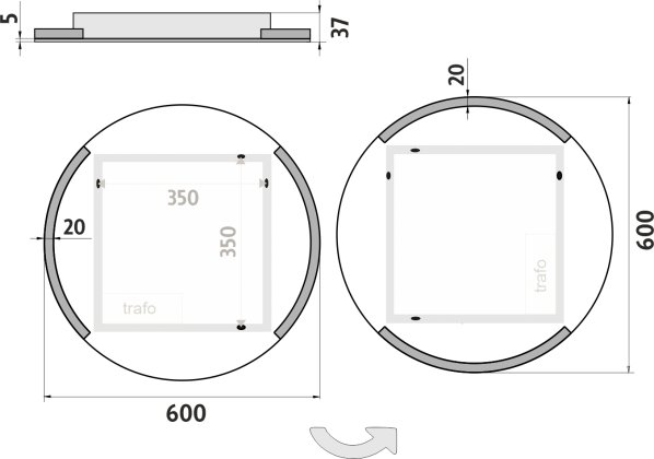 Kulaté LED zrcadlo ZP16000R průměr 60 cm