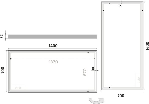 LED zrcadlo ZP13008 140x70 cm