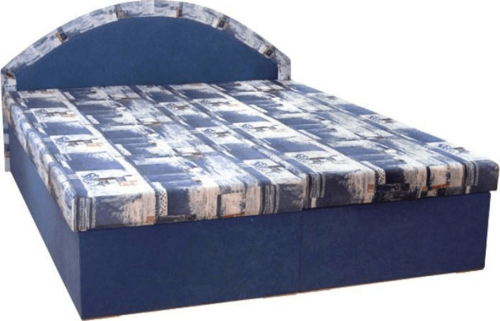 Manželská postel VINED 7 modrá/vzor (sendvičová matrace)