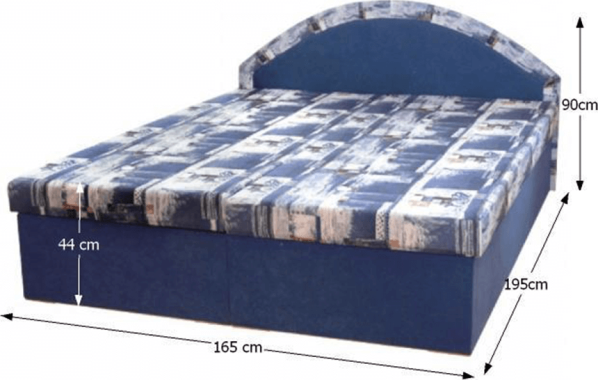 Manželská postel VINED 7 modrá/vzor (sendvičová matrace)