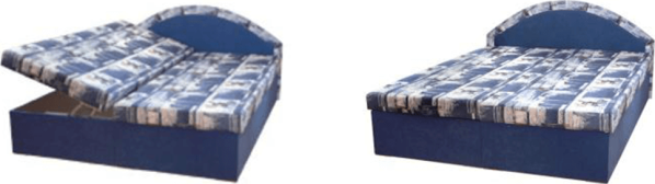 Manželská postel VINED 7 modrá/vzor (pružinová matrace)