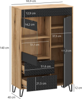 Nízká vitrína BELUNO 2d1w2s