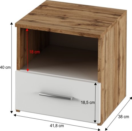 Noční stolek GABRIELA, 2 ks, dub wotan / bílá