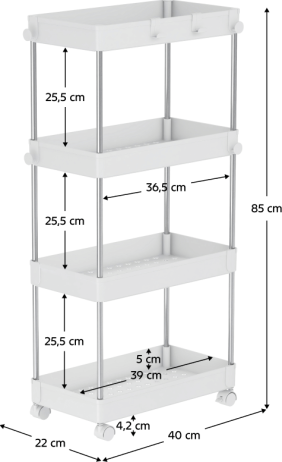 Bílý pojízdný regál MyhomeTYP3