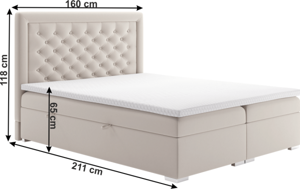 Boxspring postel Venering 160x200, krémová