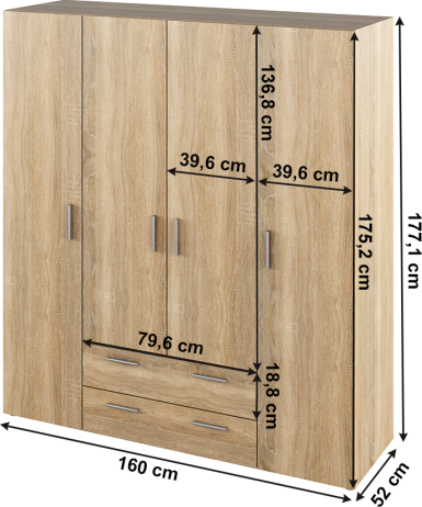 Šatní skříň Joinfash 4D dub sonoma