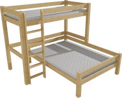 Šedá patrová postel s rozšířeným lůžkem 8X8 12B