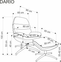 Šedé relaxační křeslo DARIO s podnožkou