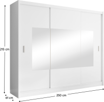 Skříň s posuvnými dveřmi Barcelona 250 bílá