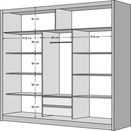 Bílá skříň s posuvnými dveřmi Derlana 250