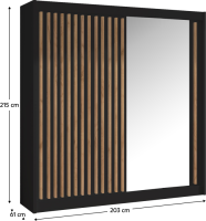 Černá skříň s posuvnými dveřmi Derlana 203