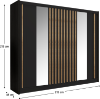 Skříň s posuvnými dveřmi Daller 250 černá/dub craft