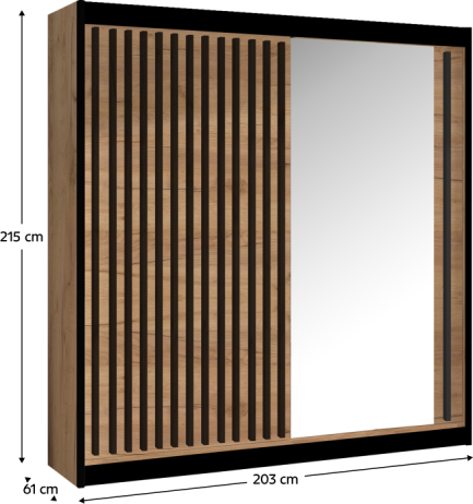 Skříň s posuvnými dveřmi Daller 203 dub craft/černá