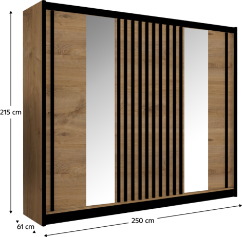 Skříň s posuvnými dveřmi Daller 250 dub craft/černá