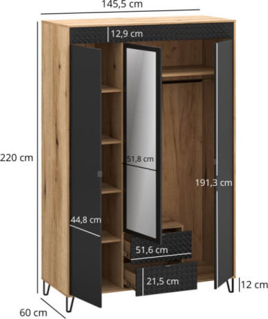 Skříň se zrcadlem BELUNO 3d2s